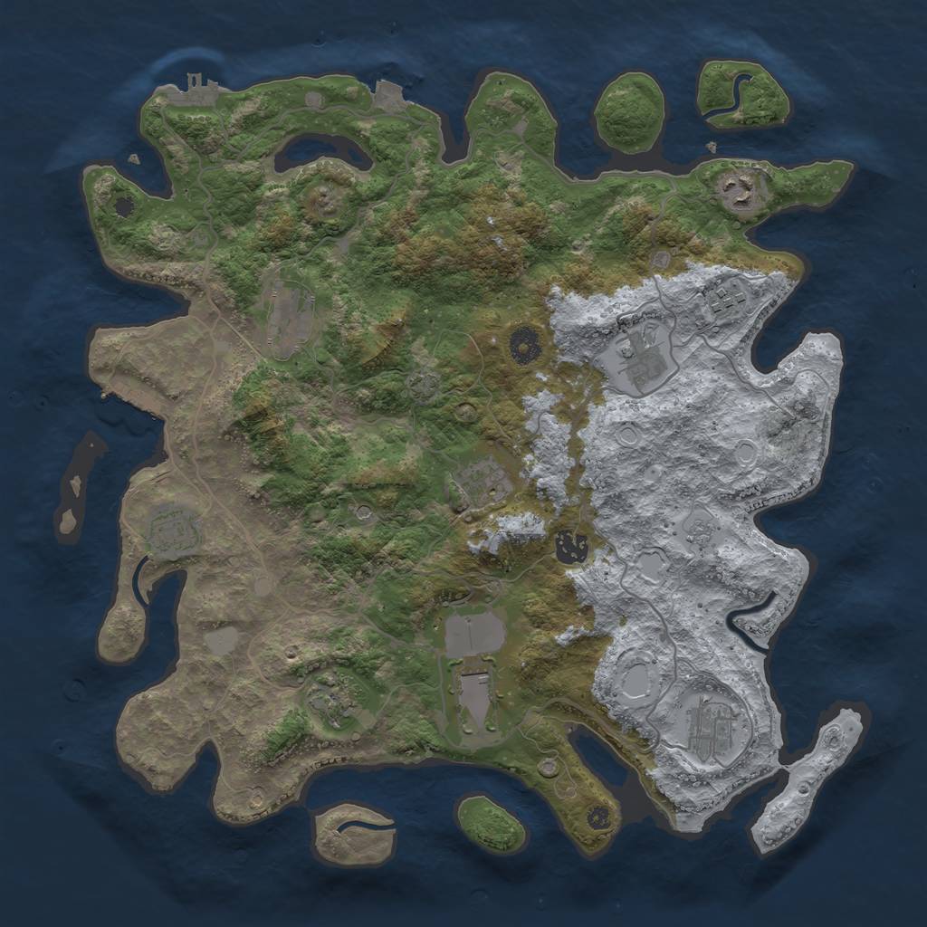 Rust Map: Procedural Map, Size: 4000, Seed: 78711537, 18 Monuments