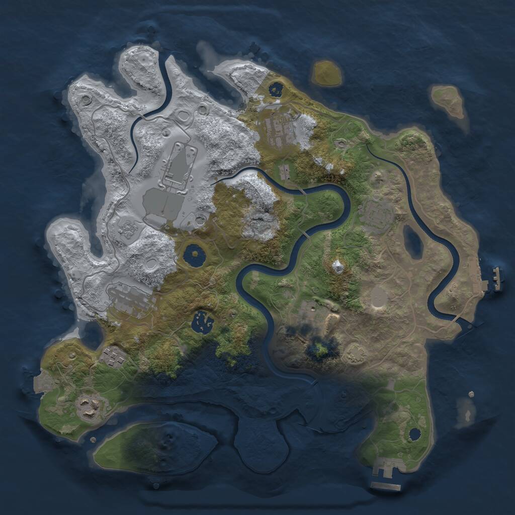 Rust Map: Procedural Map, Size: 3500, Seed: 2063211721, 14 Monuments