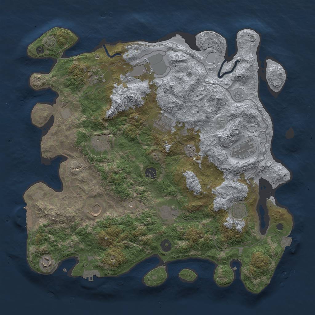 Rust Map: Procedural Map, Size: 4000, Seed: 794979216, 19 Monuments