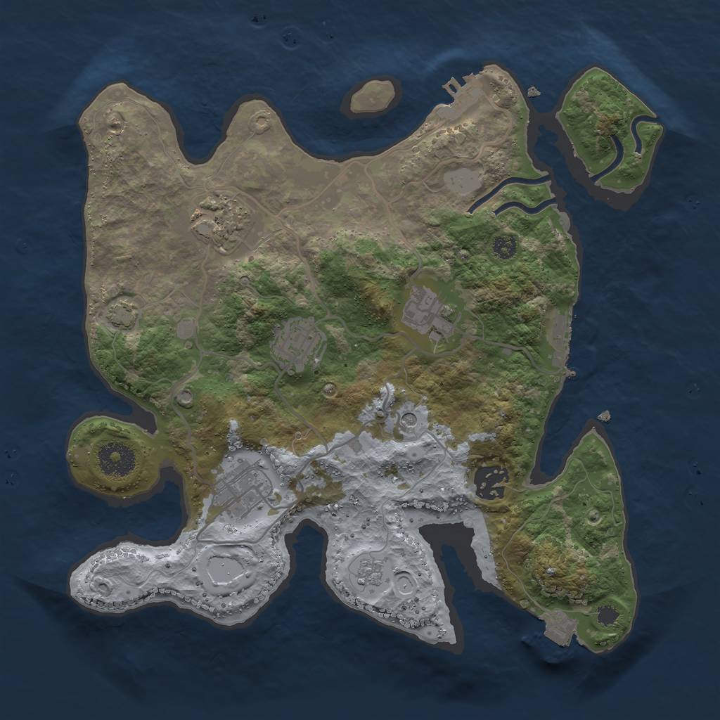 Rust Map: Procedural Map, Size: 3000, Seed: 38874, 13 Monuments
