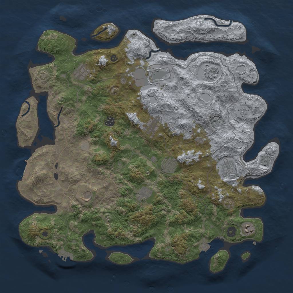 Rust Map: Procedural Map, Size: 4243, Seed: 1234567890, 19 Monuments