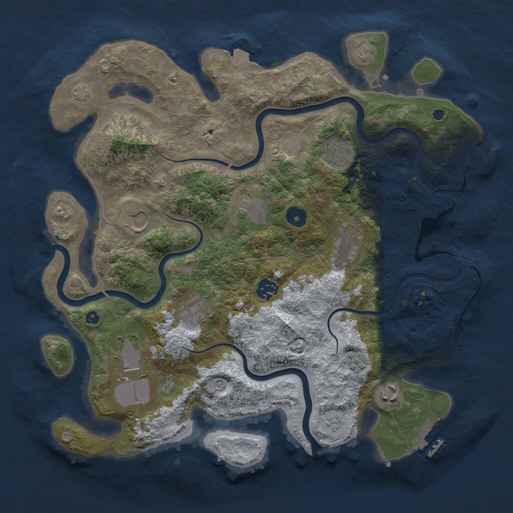 Rust Map: Procedural Map, Size: 3750, Seed: 372363425, 15 Monuments