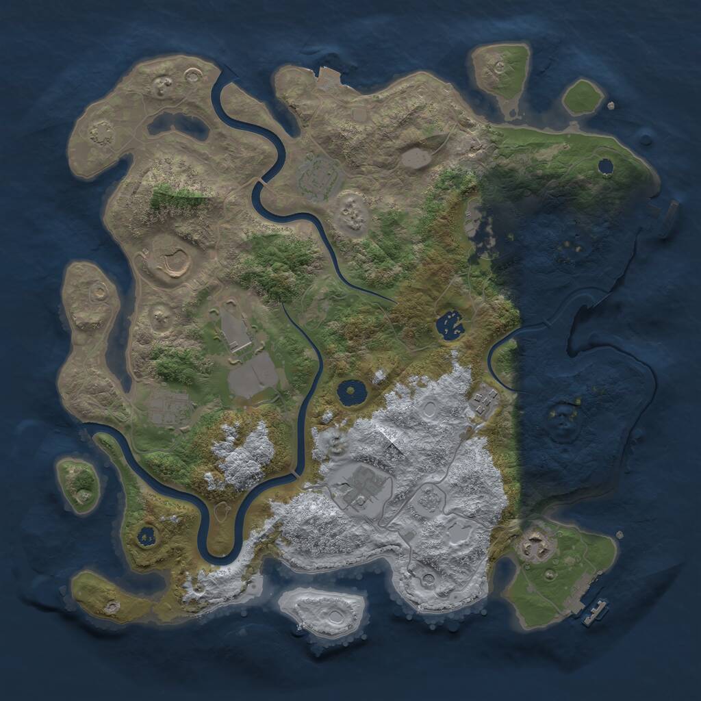 Rust Map: Procedural Map, Size: 3750, Seed: 372363425, 15 Monuments