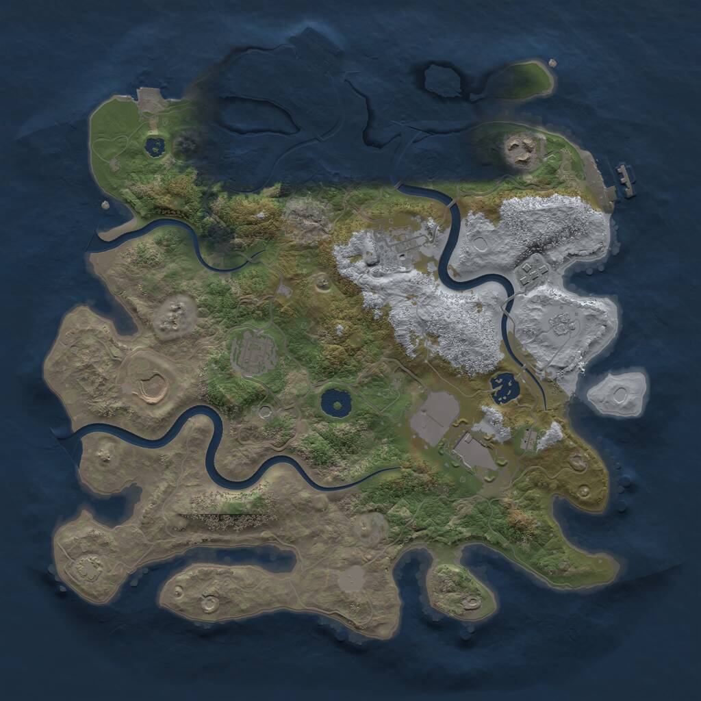 Rust Map: Procedural Map, Size: 3500, Seed: 286169797, 13 Monuments
