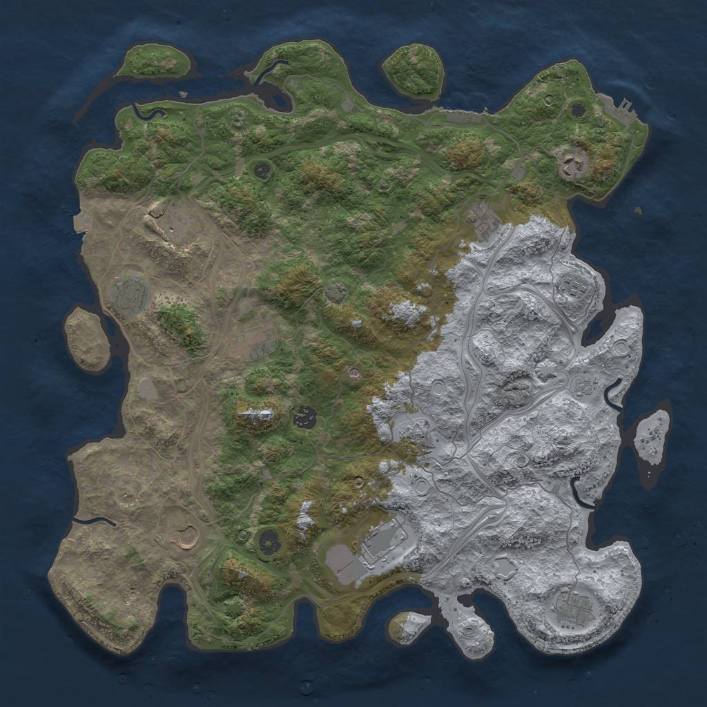 Rust Map: Procedural Map, Size: 4500, Seed: 1140605073, 19 Monuments