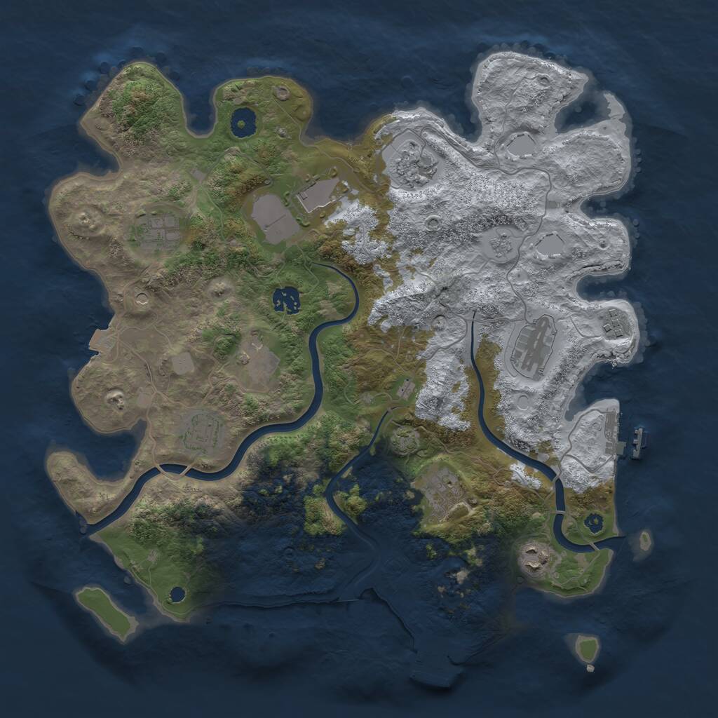 Rust Map: Procedural Map, Size: 3800, Seed: 851199878, 16 Monuments
