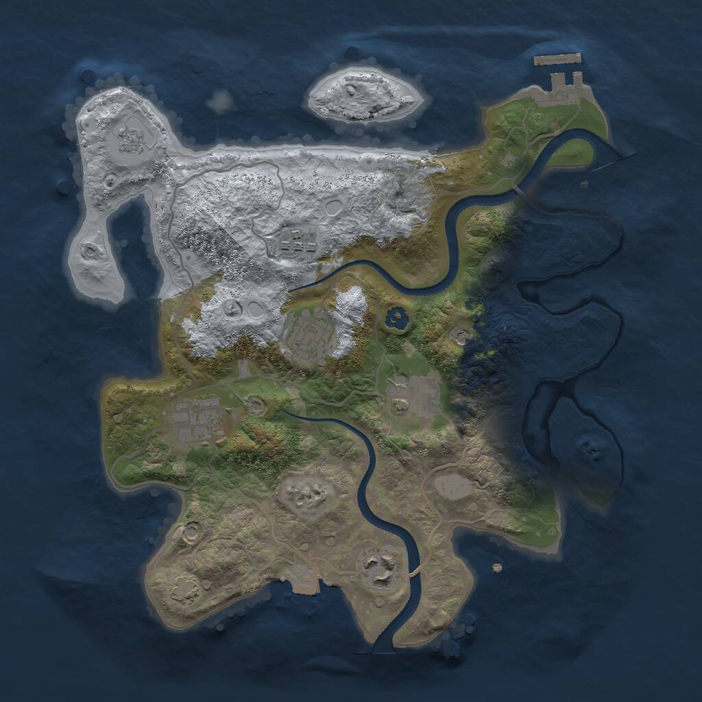 Rust Map: Procedural Map, Size: 3000, Seed: 14200, 10 Monuments
