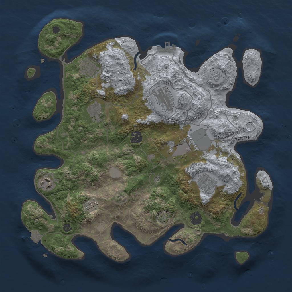 Rust Map: Procedural Map, Size: 3500, Seed: 1471017886, 15 Monuments