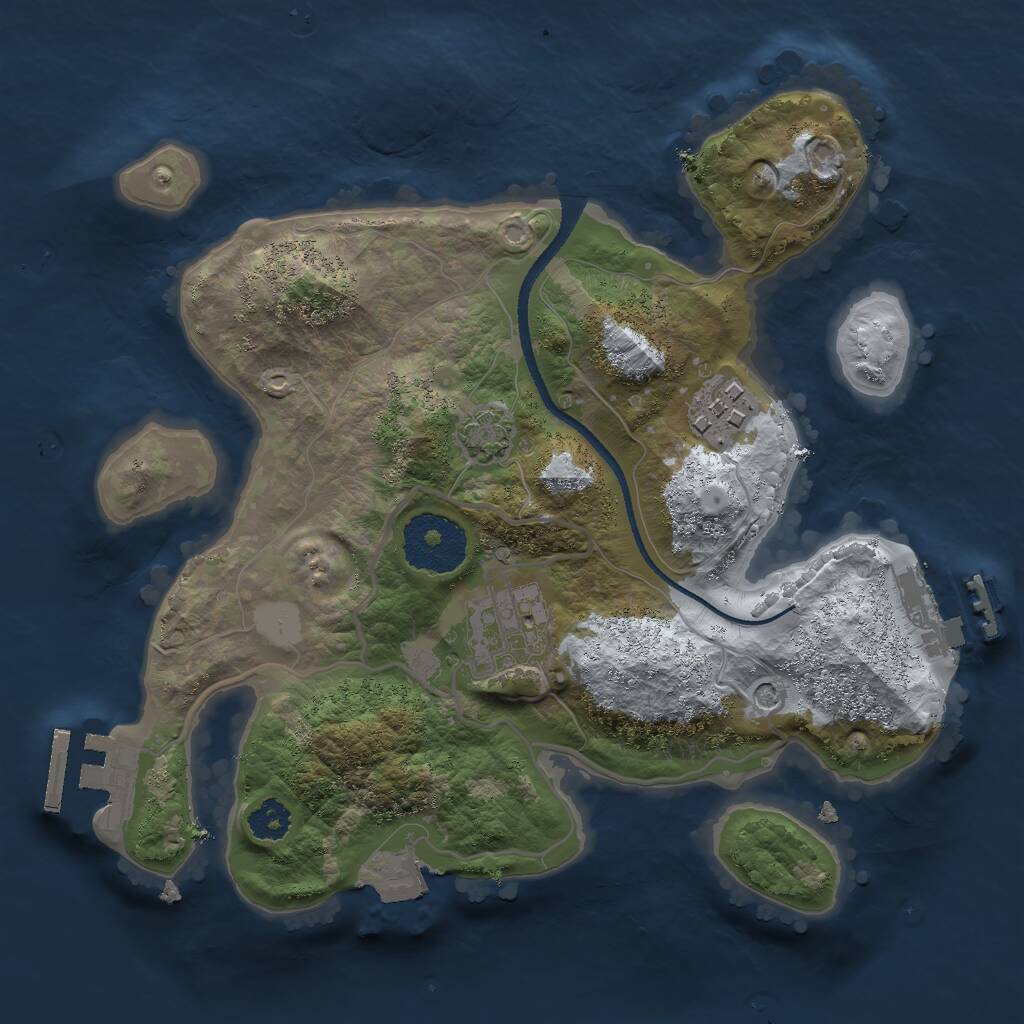 Rust Map: Procedural Map, Size: 2500, Seed: 1074163527, 7 Monuments