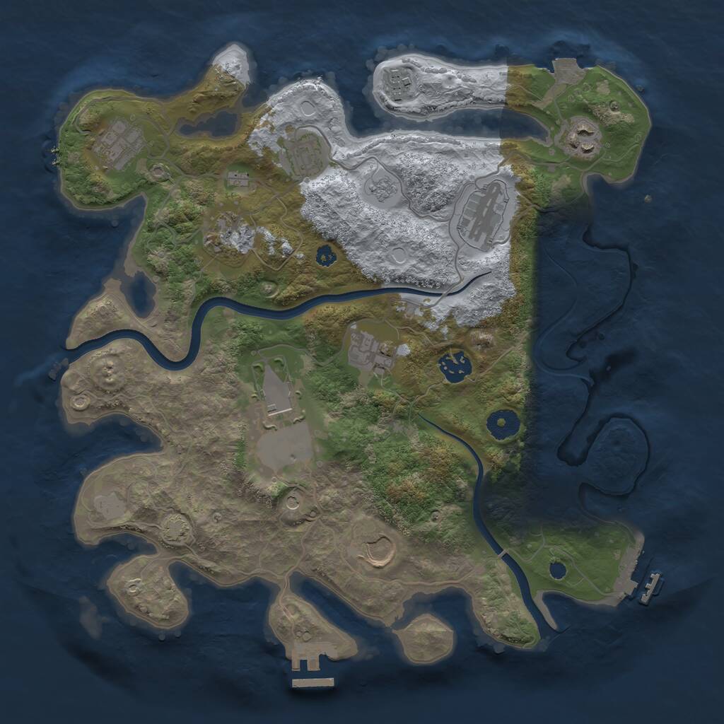 Rust Map: Procedural Map, Size: 3500, Seed: 266188052, 16 Monuments