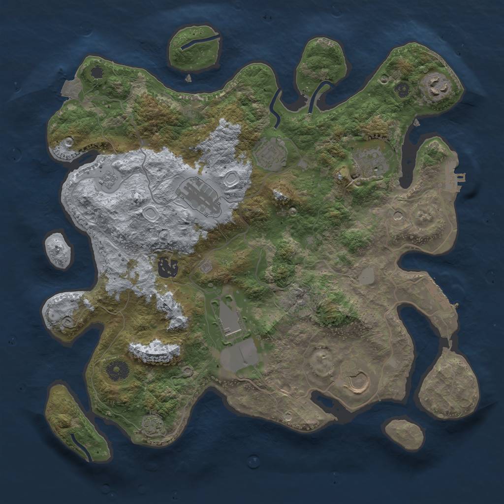Rust Map: Procedural Map, Size: 3500, Seed: 1696994501, 15 Monuments