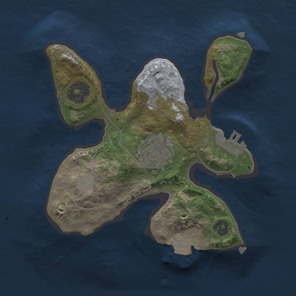 Rust Map: Procedural Map, Size: 2000, Seed: 318288105, 5 Monuments