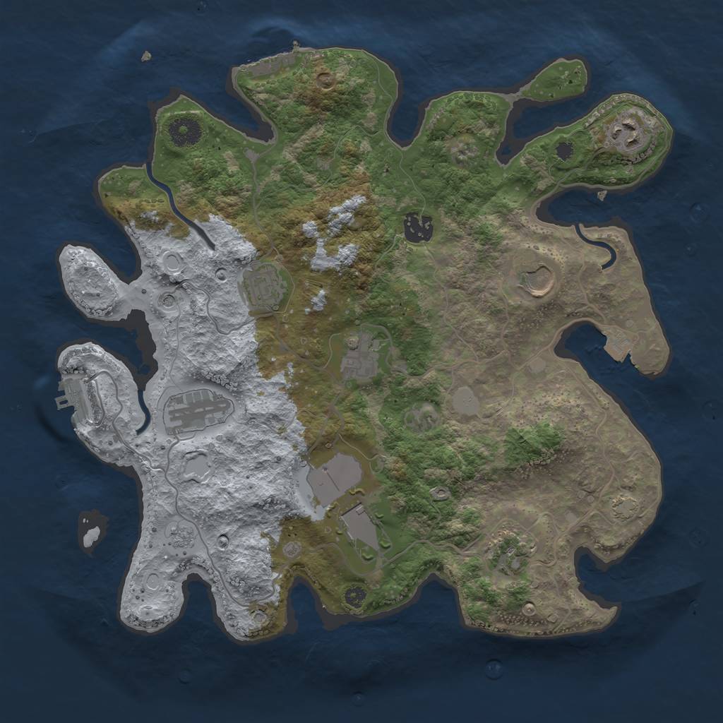 Rust Map: Procedural Map, Size: 3500, Seed: 2120125584, 16 Monuments