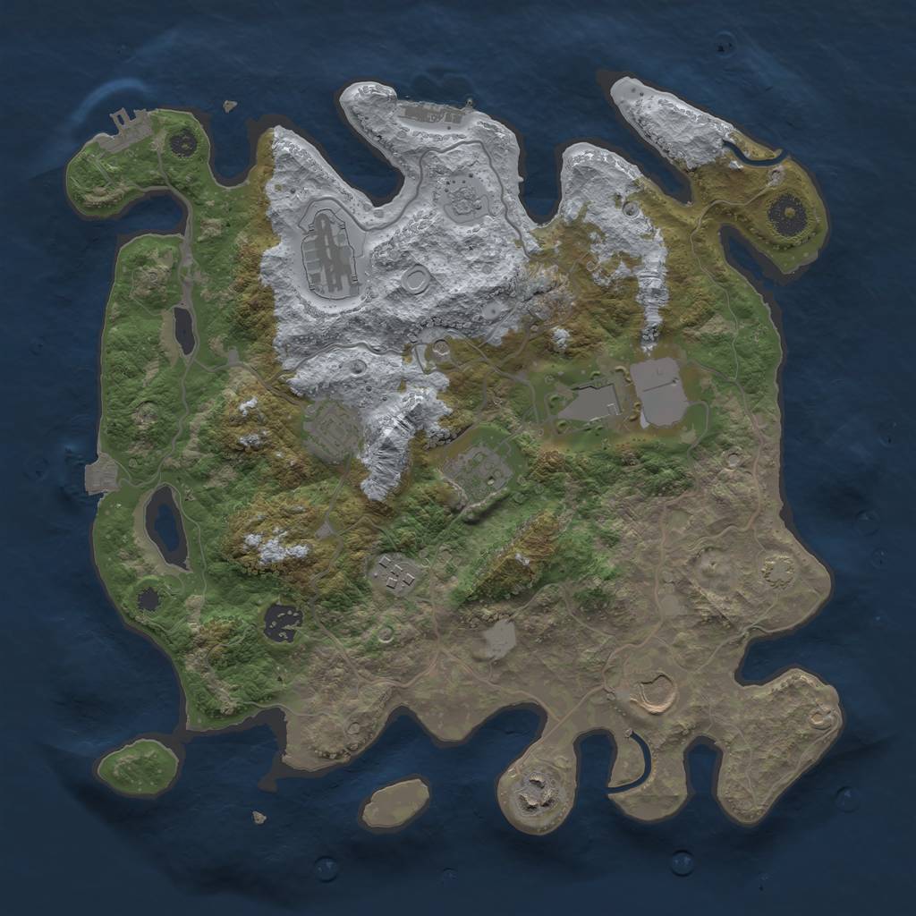 Rust Map: Procedural Map, Size: 3500, Seed: 683322380, 16 Monuments