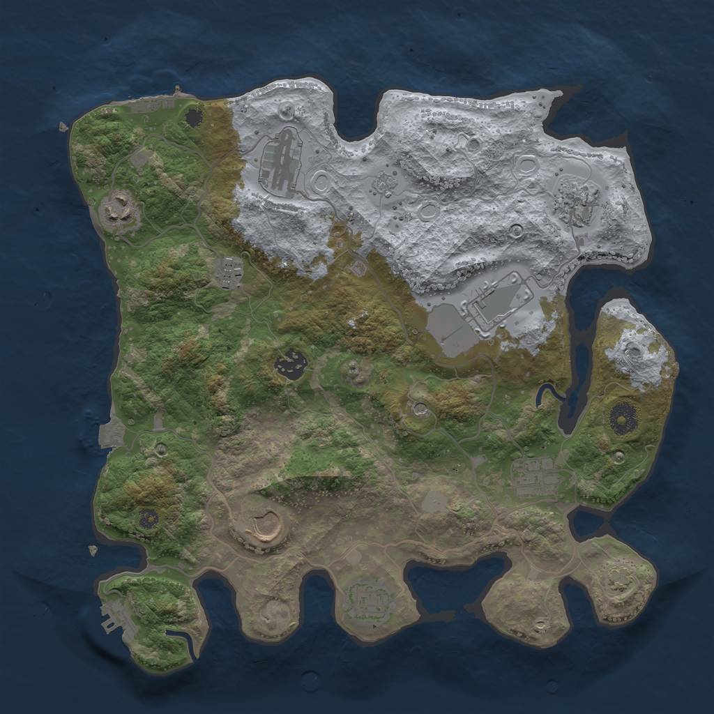 Rust Map: Procedural Map, Size: 3500, Seed: 30371, 17 Monuments
