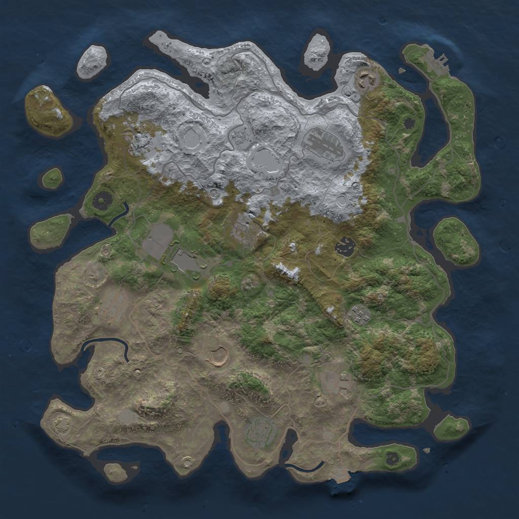 Rust Map: Procedural Map, Size: 4000, Seed: 87130123, 18 Monuments