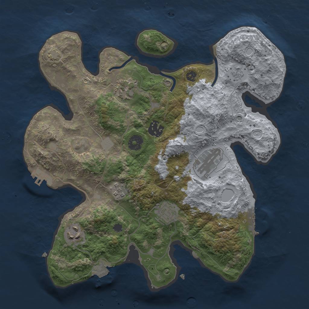 Rust Map: Procedural Map, Size: 3000, Seed: 1071078049, 13 Monuments