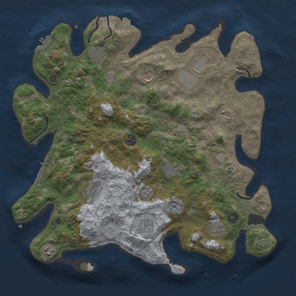 Rust Map: Procedural Map, Size: 4000, Seed: 492416385, 19 Monuments