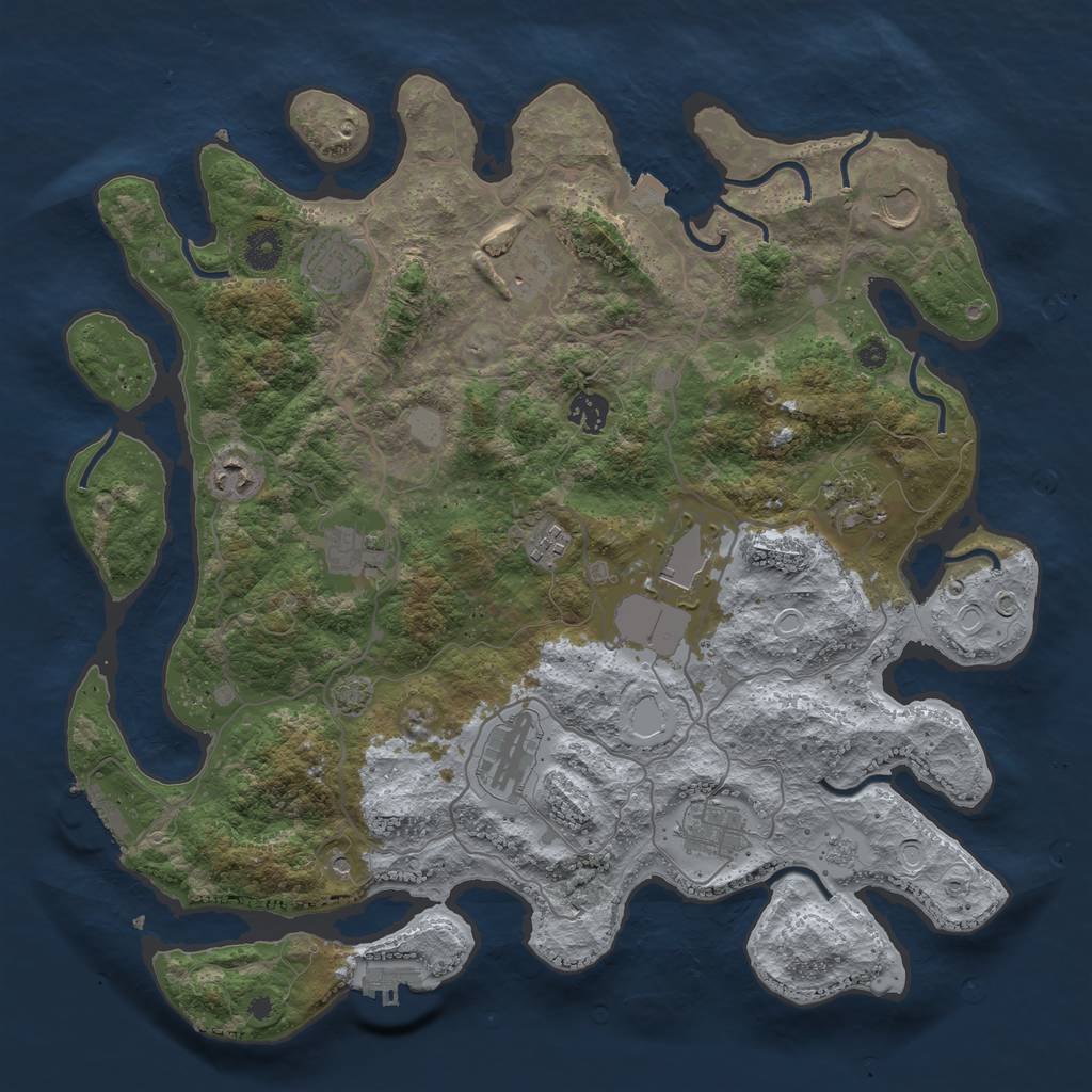 Rust Map: Procedural Map, Size: 4000, Seed: 391562387, 19 Monuments