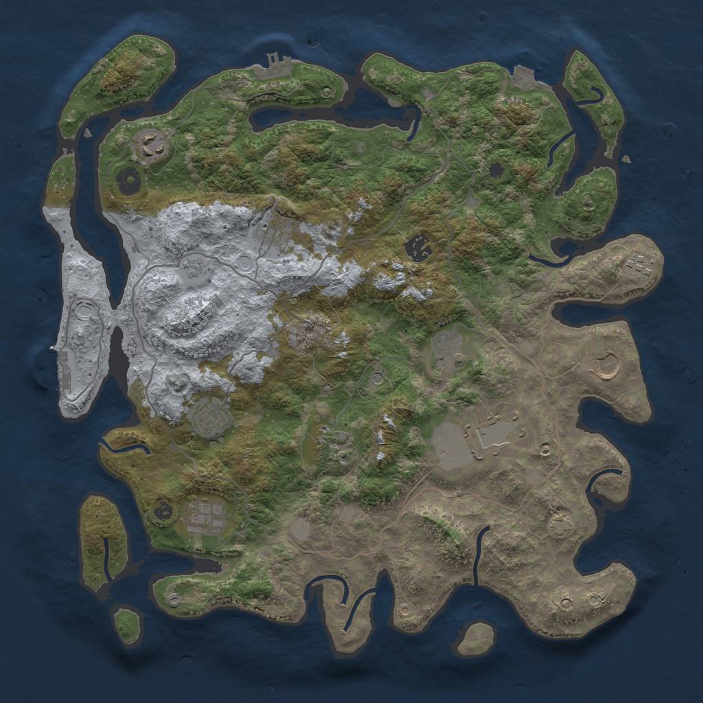 Rust Map: Procedural Map, Size: 4000, Seed: 1295605160, 18 Monuments