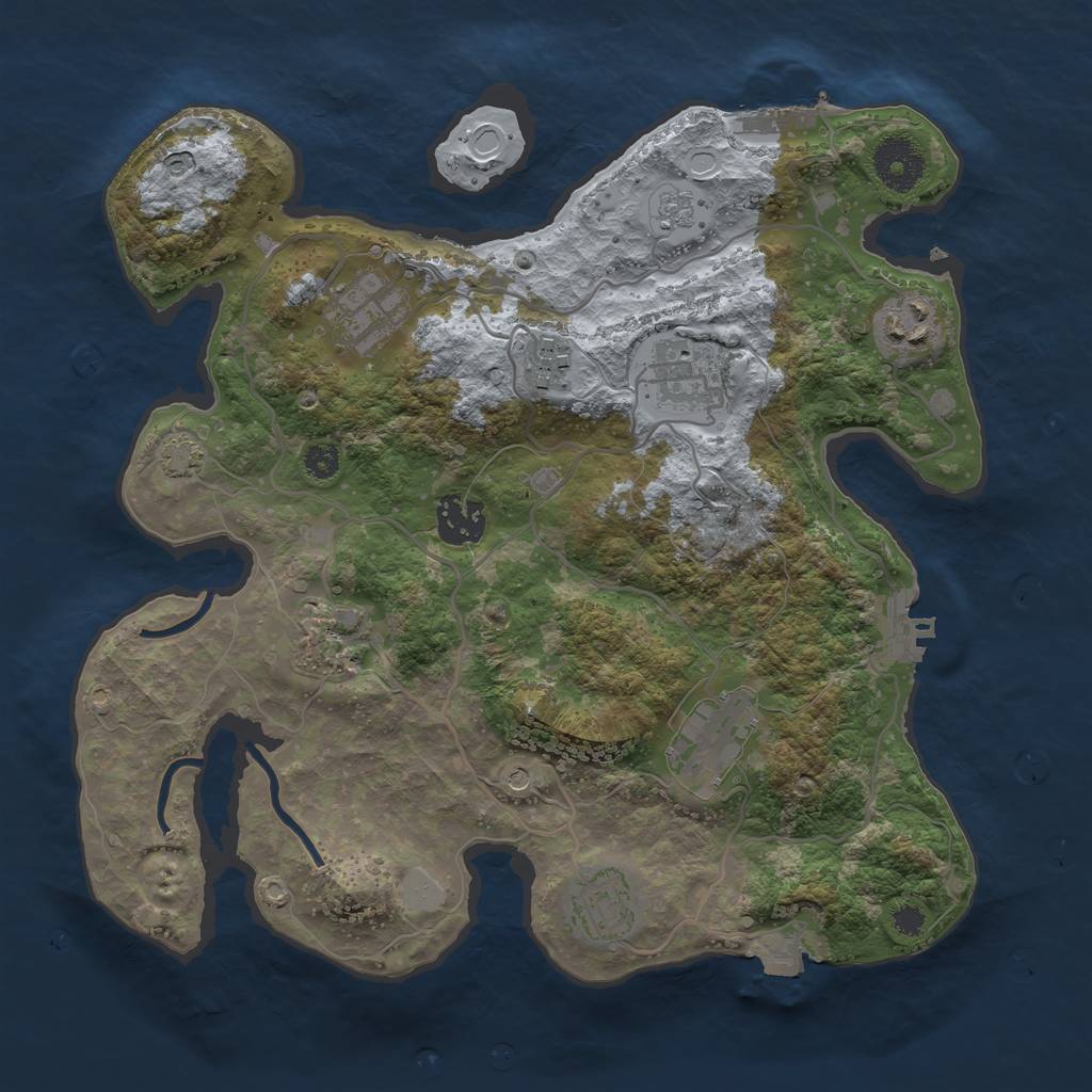 Rust Map: Procedural Map, Size: 3200, Seed: 2137675129, 16 Monuments