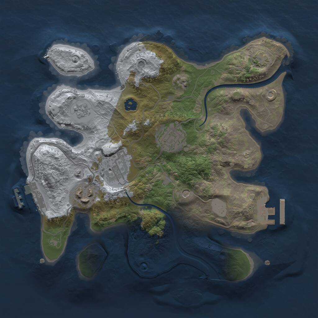 Rust Map: Procedural Map, Size: 2500, Seed: 558899, 9 Monuments