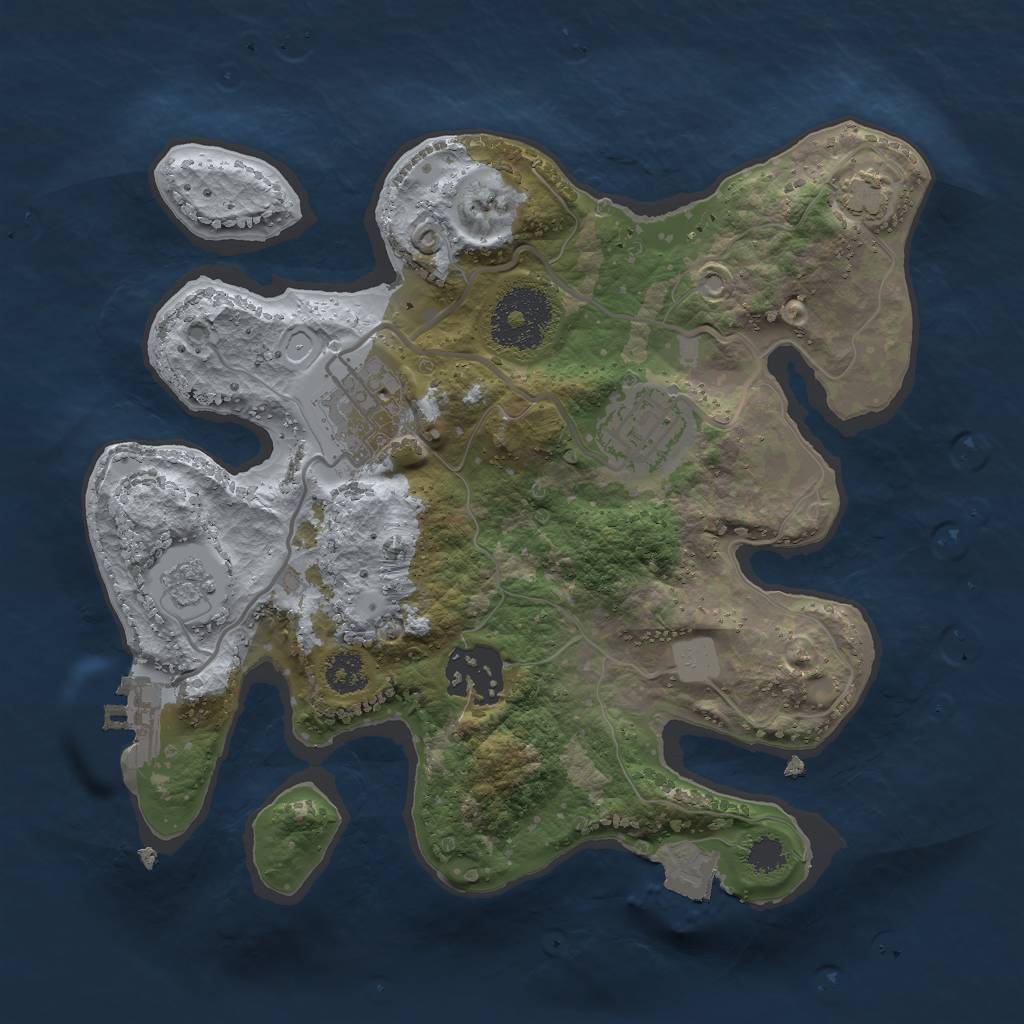 Rust Map: Procedural Map, Size: 2500, Seed: 558899, 9 Monuments