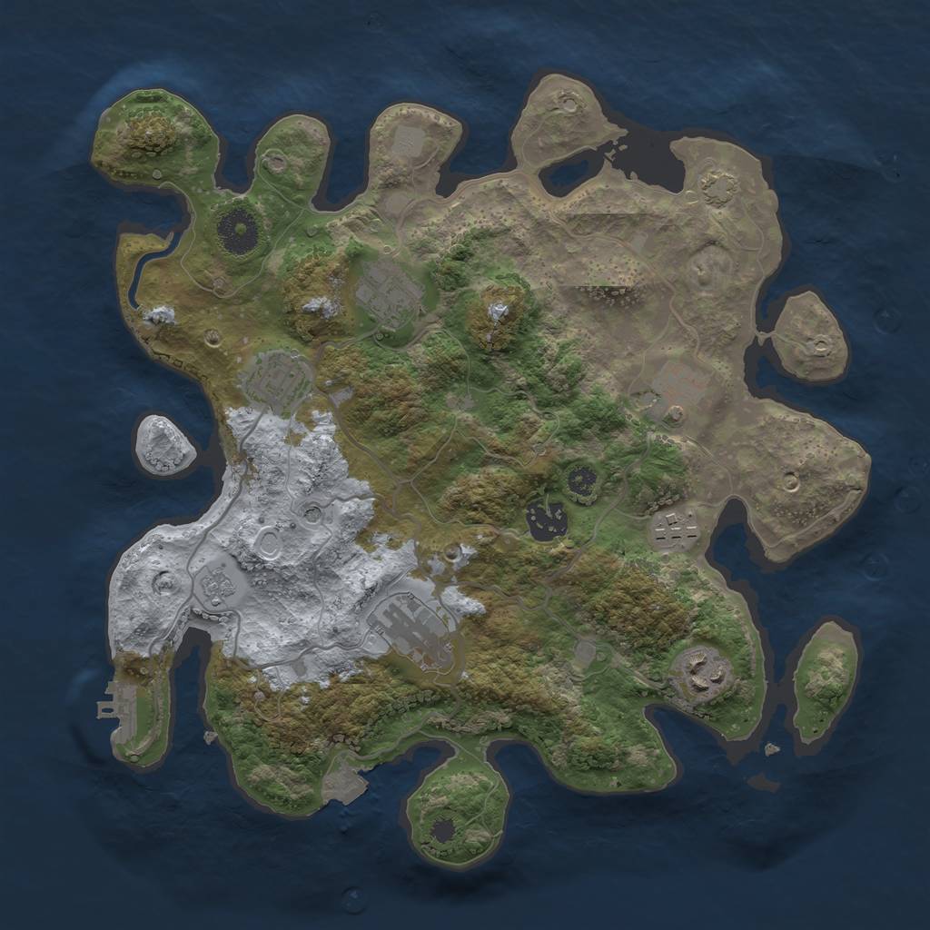 Rust Map: Procedural Map, Size: 3300, Seed: 752988253, 14 Monuments