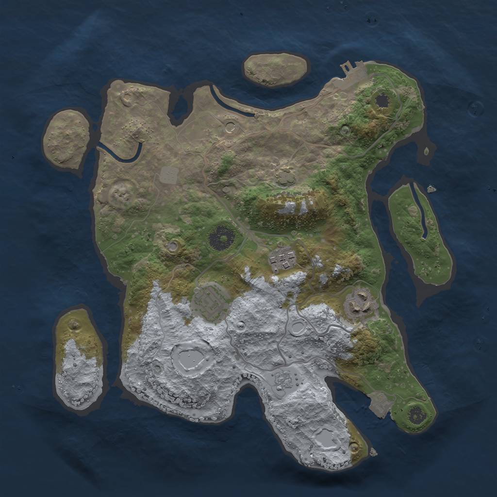 Rust Map: Procedural Map, Size: 3000, Seed: 7049265, 10 Monuments