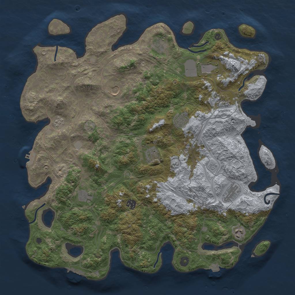 Rust Map: Procedural Map, Size: 4500, Seed: 1104516017, 19 Monuments