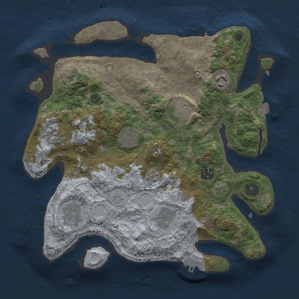Rust Map: Procedural Map, Size: 3250, Seed: 1734124783, 16 Monuments