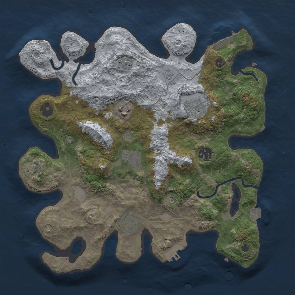 Rust Map: Procedural Map, Size: 3250, Seed: 696660714, 14 Monuments