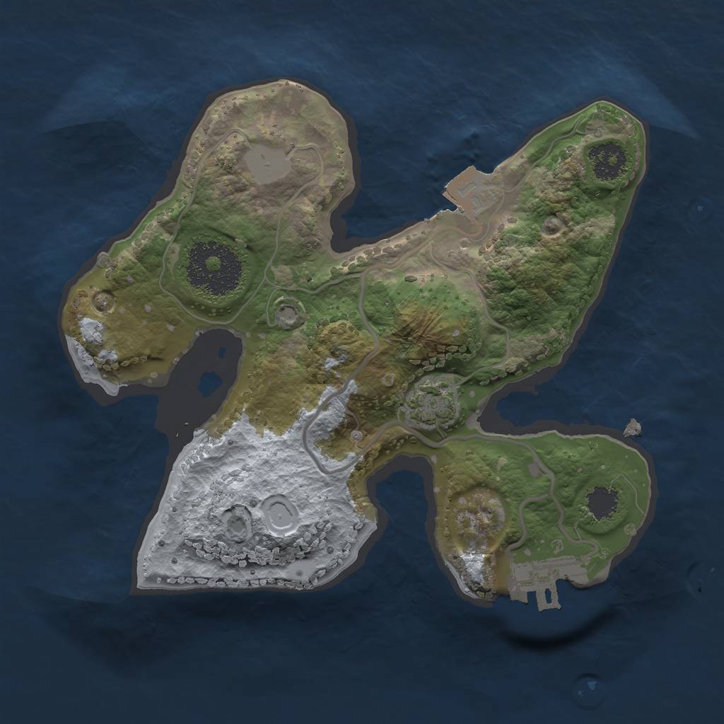 Rust Map: Procedural Map, Size: 2000, Seed: 75511427, 5 Monuments