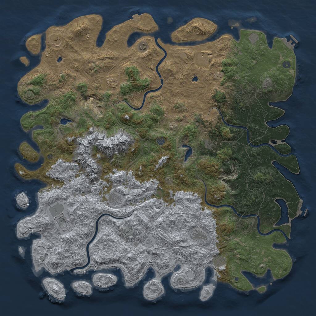 Rust Map: Procedural Map, Size: 6000, Seed: 9171982, 19 Monuments