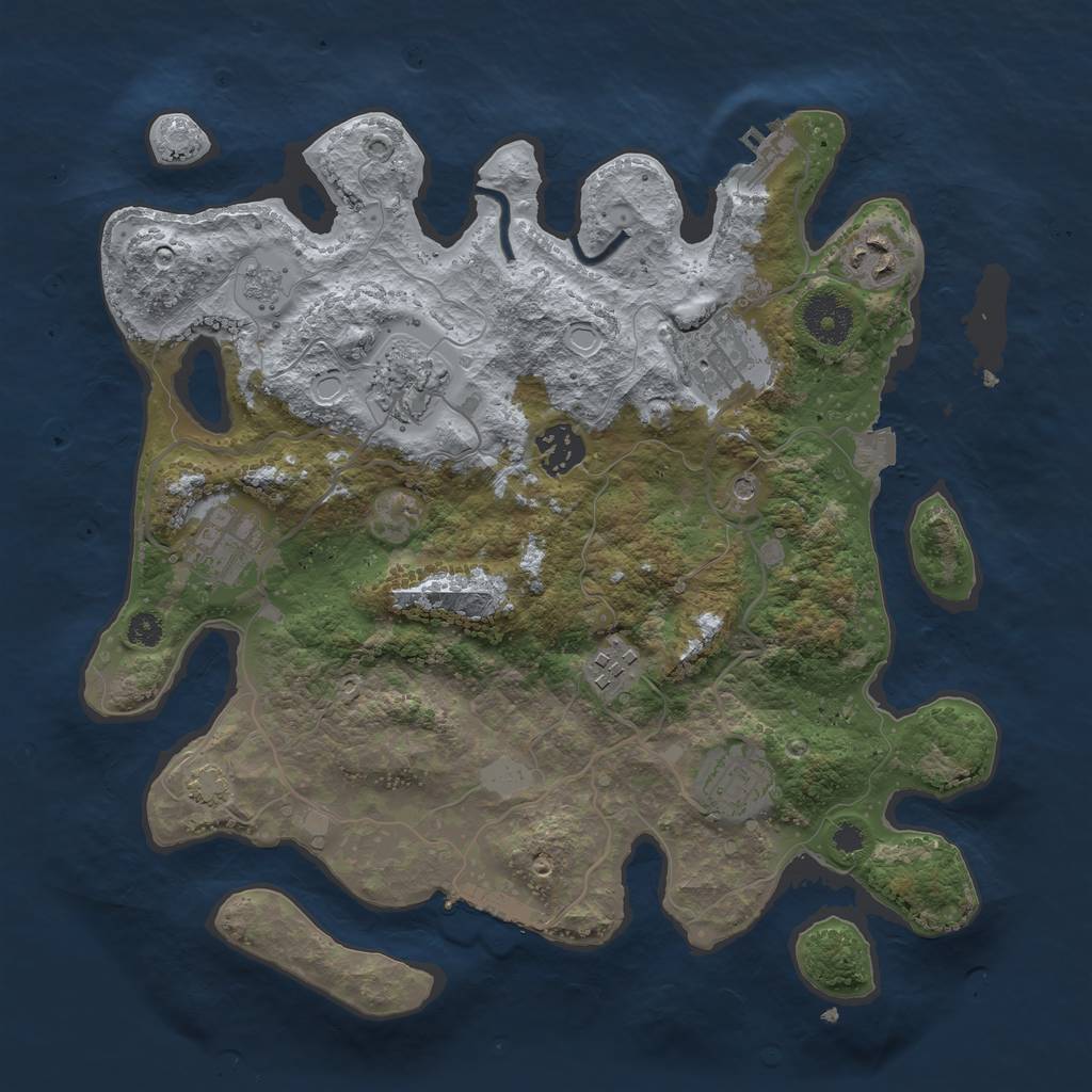 Rust Map: Procedural Map, Size: 3300, Seed: 3915534, 15 Monuments