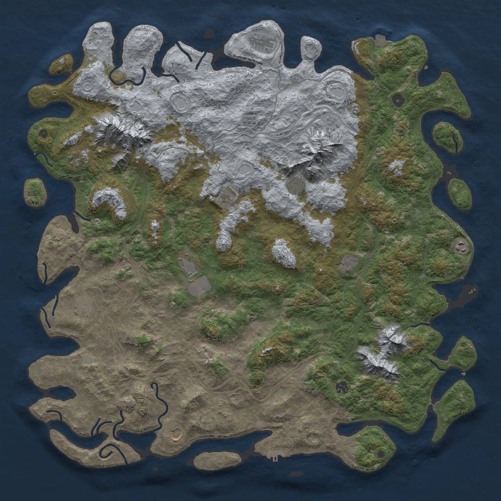 Rust Map: Procedural Map, Size: 6000, Seed: 42066669, 18 Monuments