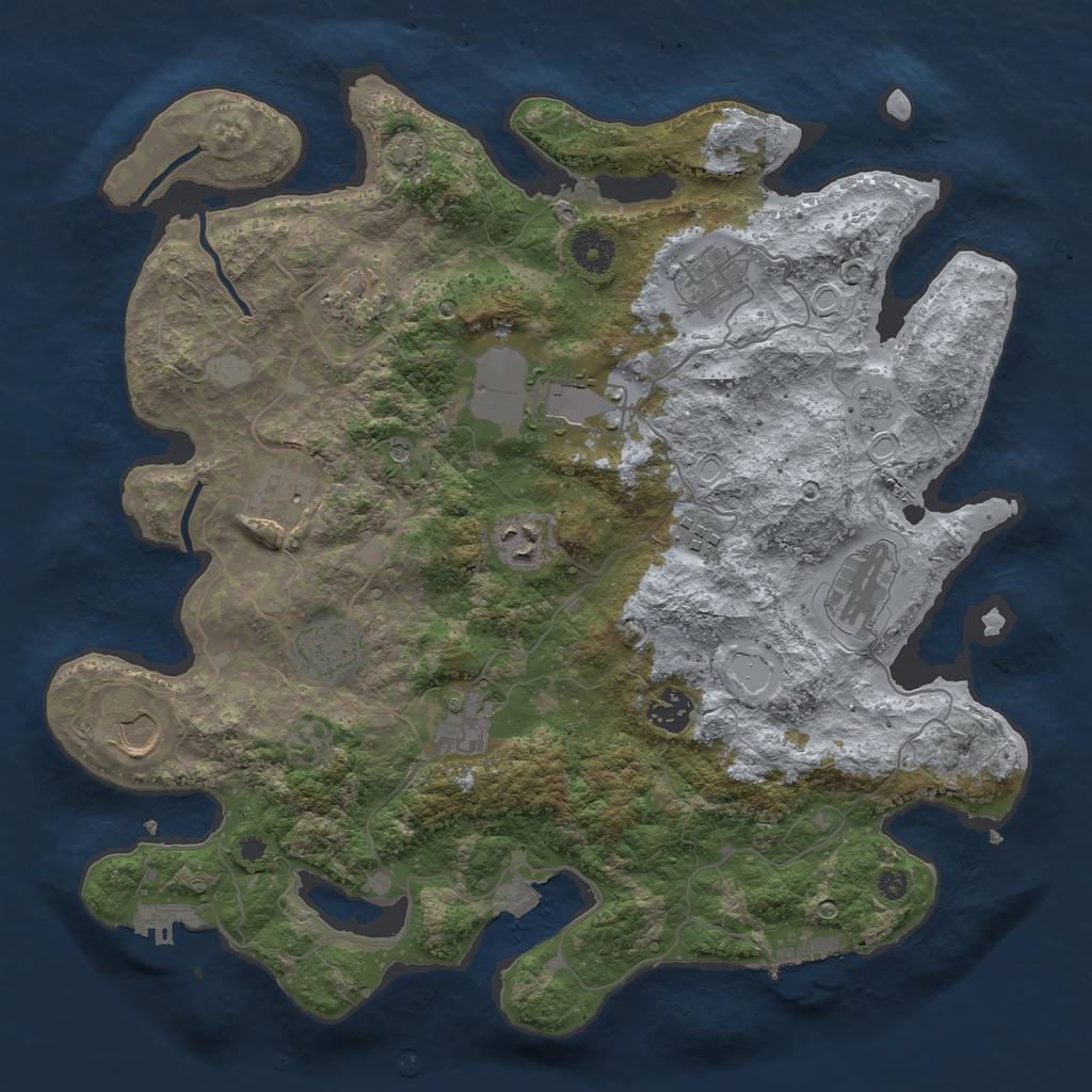 Rust Map: Procedural Map, Size: 3750, Seed: 77619844, 19 Monuments