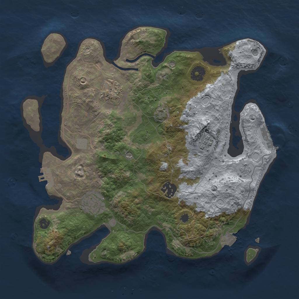 Rust Map: Procedural Map, Size: 3000, Seed: 621892, 12 Monuments
