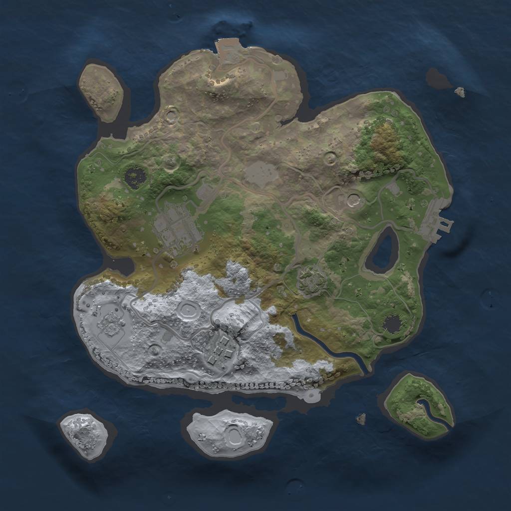Rust Map: Procedural Map, Size: 2447, Seed: 500, 9 Monuments