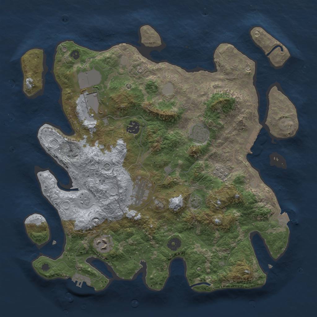 Rust Map: Procedural Map, Size: 3600, Seed: 12603, 14 Monuments