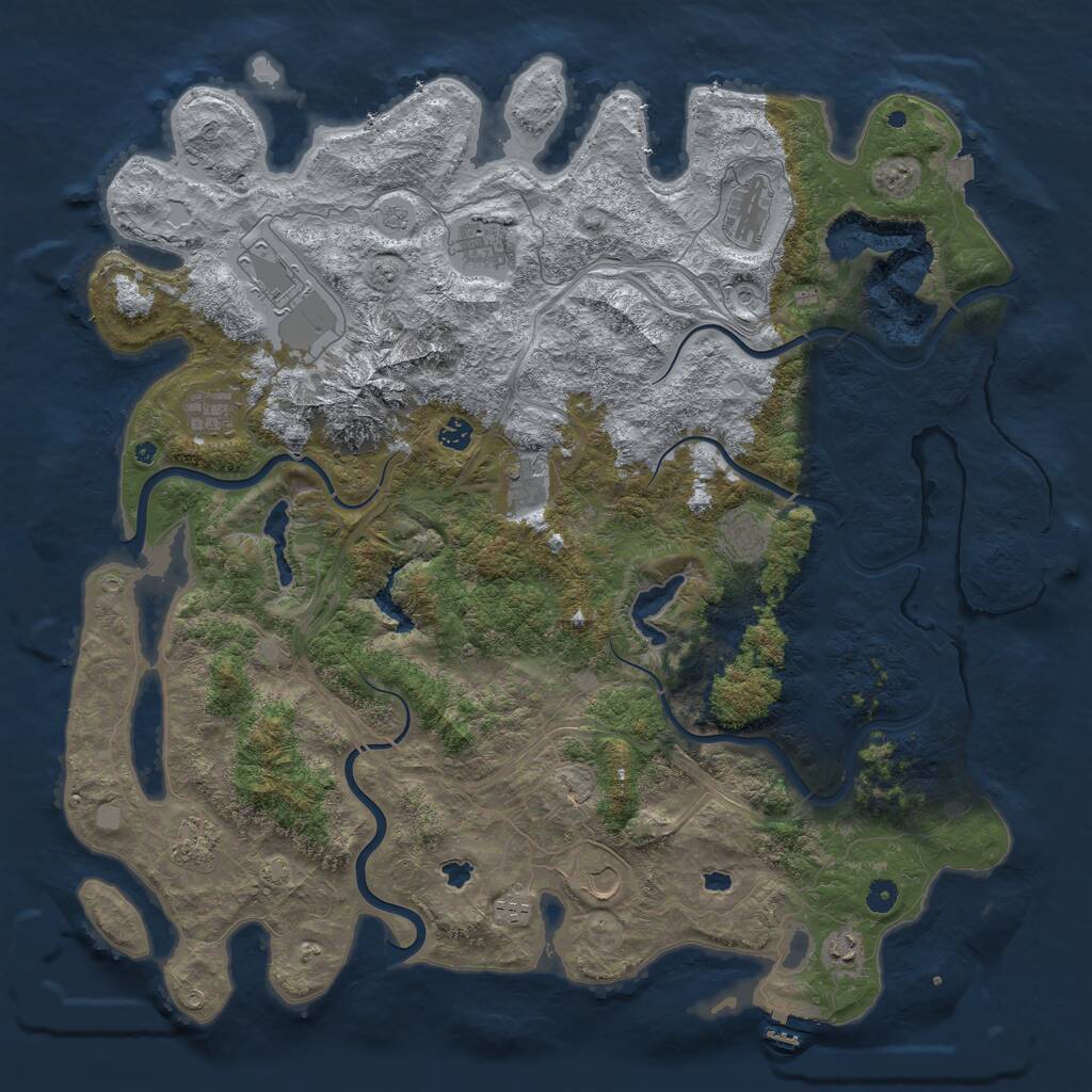 Rust Map: Procedural Map, Size: 5000, Seed: 458116, 17 Monuments