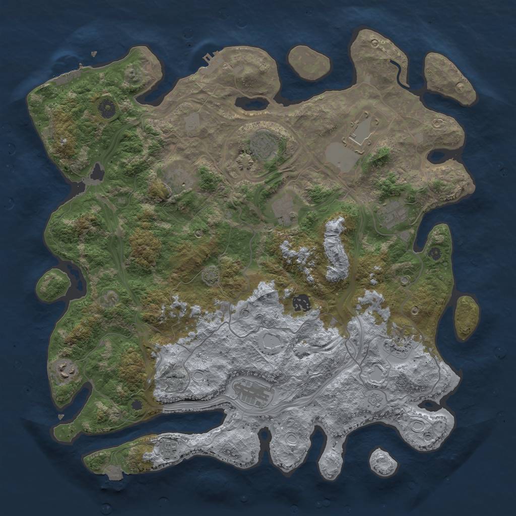 Rust Map: Procedural Map, Size: 4250, Seed: 1400319596, 18 Monuments