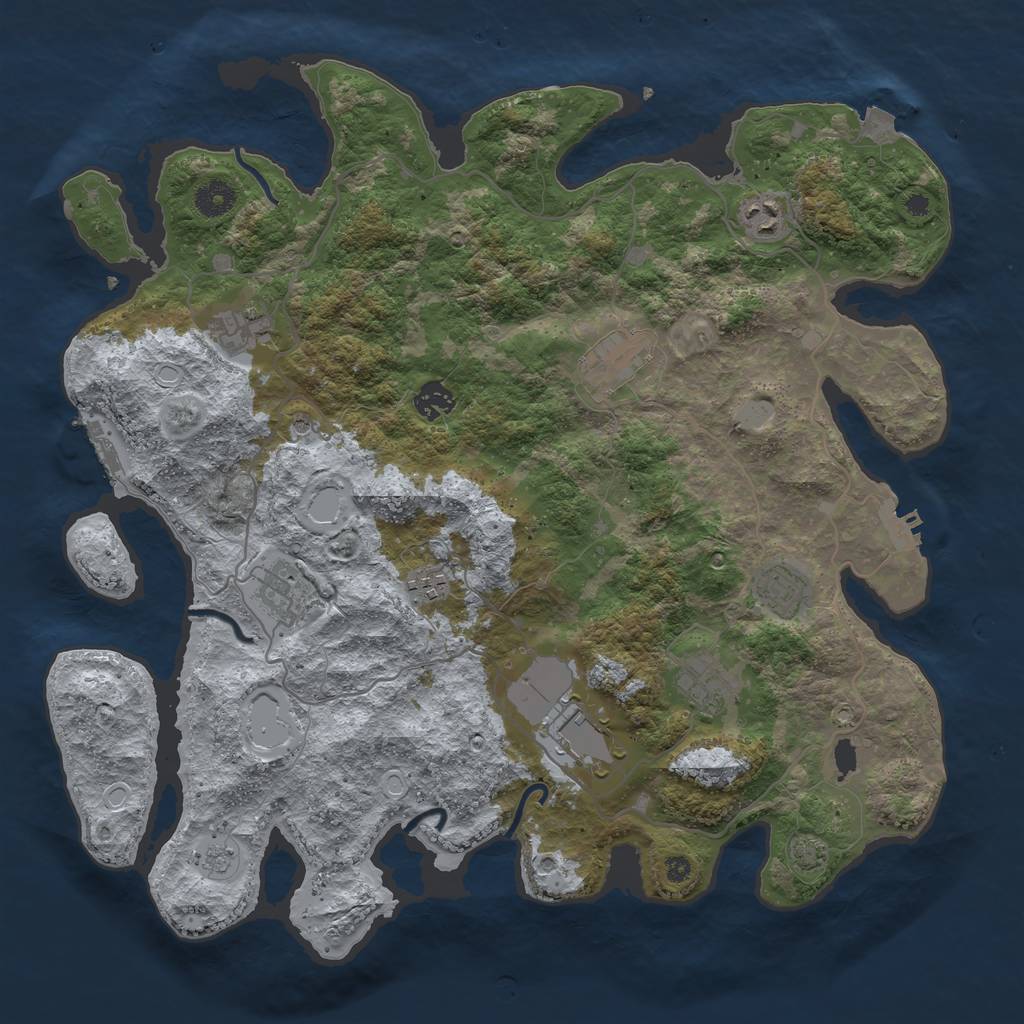 Rust Map: Procedural Map, Size: 4000, Seed: 1158814543, 17 Monuments