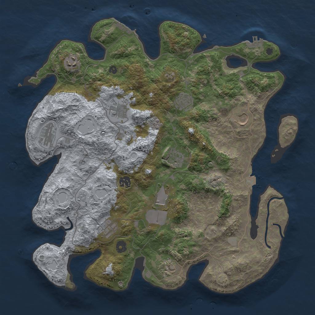 Rust Map: Procedural Map, Size: 4000, Seed: 1727159536, 19 Monuments