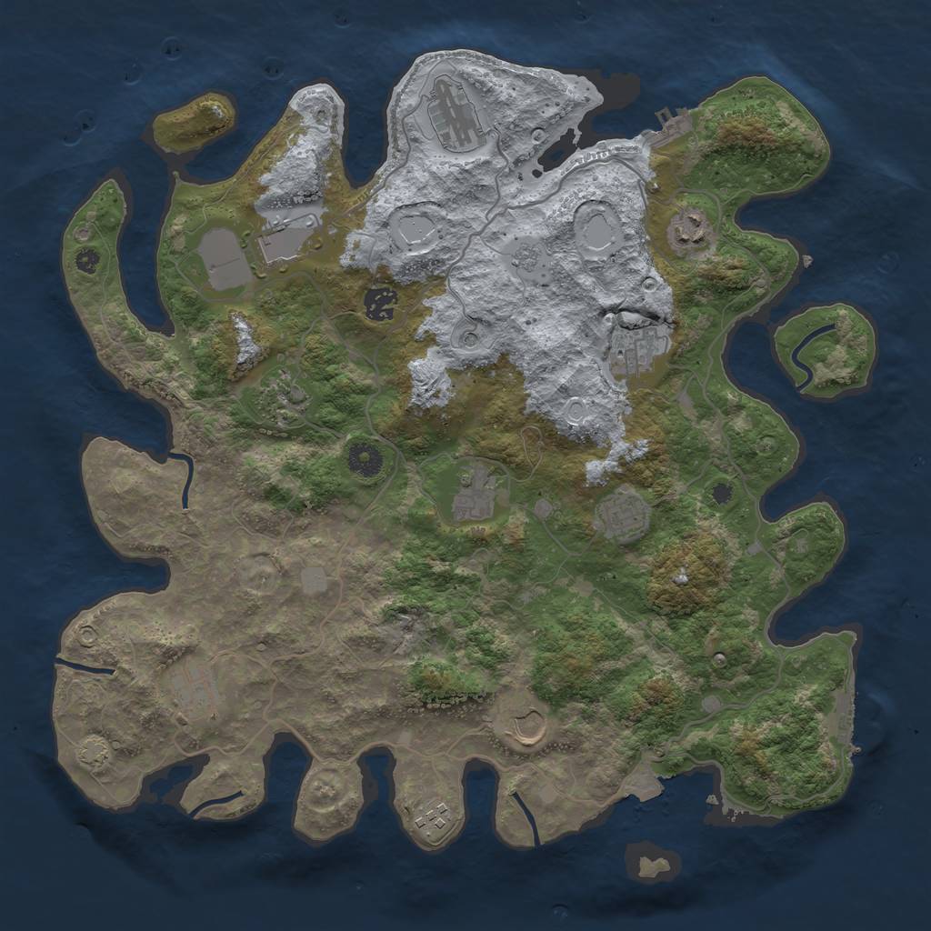 Rust Map: Procedural Map, Size: 4000, Seed: 546256524, 19 Monuments