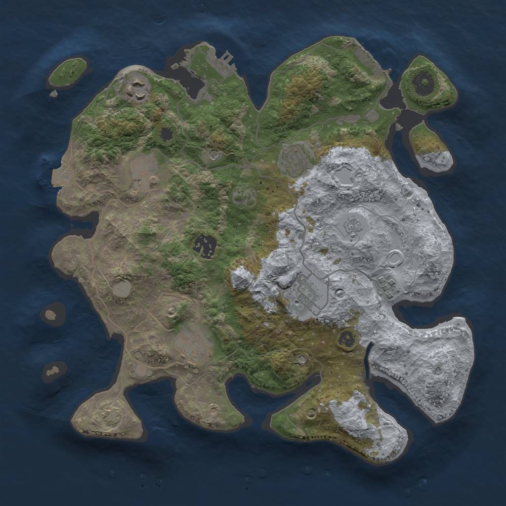 Rust Map: Procedural Map, Size: 3250, Seed: 494045639, 15 Monuments