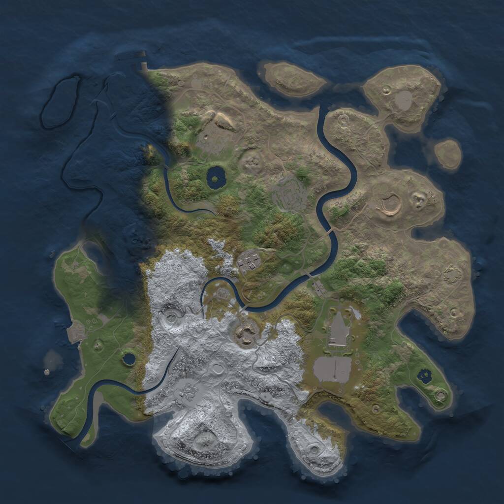 Rust Map: Procedural Map, Size: 3500, Seed: 740091768, 11 Monuments