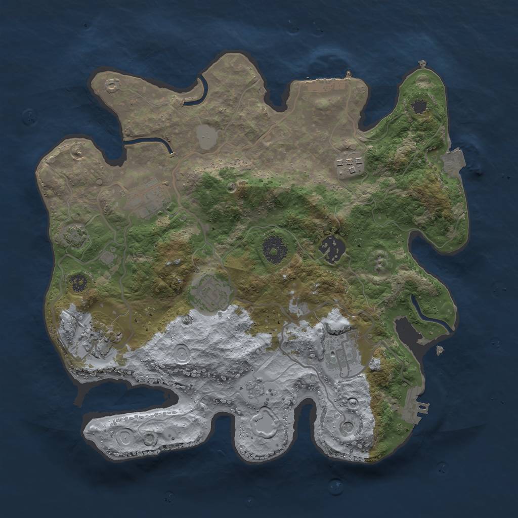 Rust Map: Procedural Map, Size: 3000, Seed: 864796, 14 Monuments