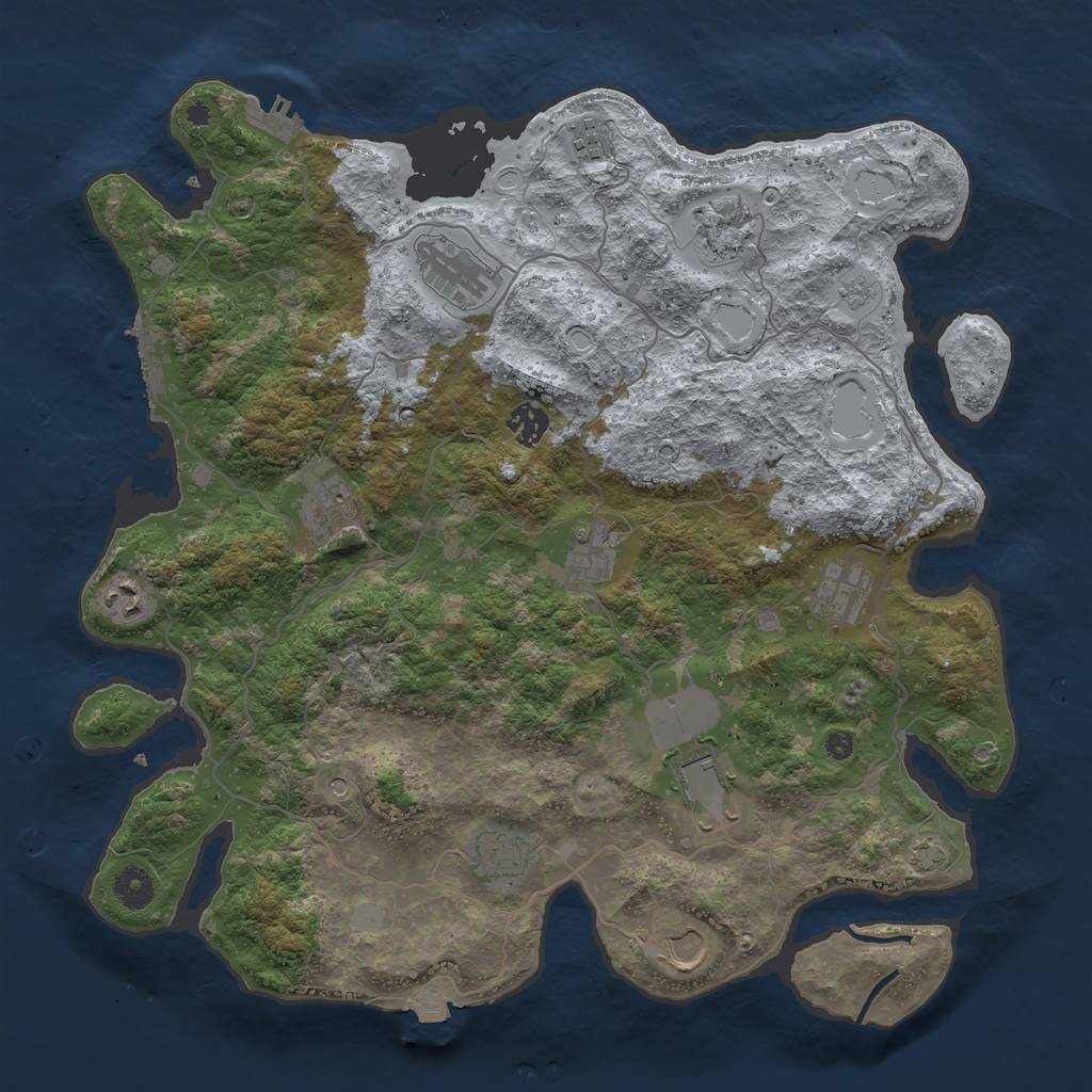 Rust Map: Procedural Map, Size: 4000, Seed: 687322182, 19 Monuments