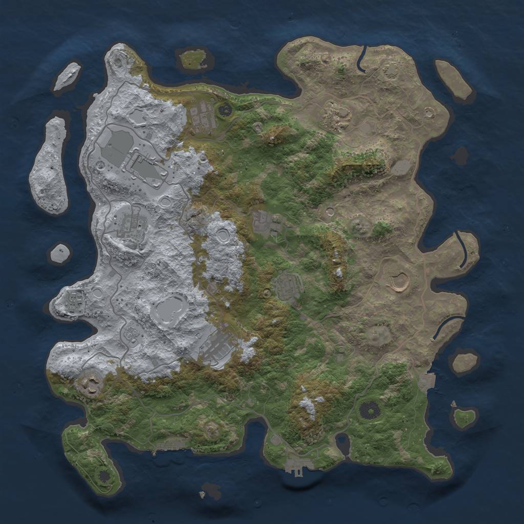 Rust Map: Procedural Map, Size: 4000, Seed: 1862686185, 18 Monuments